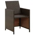 Chaises à manger de jardin avec coussins 4 pcs marron rotin