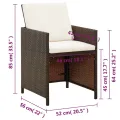 Chaises à manger de jardin avec coussins 4 pcs marron rotin