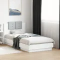 Cadre de lit avec tête de lit blanc 75x190 cm bois d'ingénierie