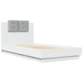 Cadre de lit avec tête de lit et lumières LED blanc 90x190 cm