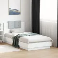 Cadre de lit avec tête de lit et lumières LED blanc 90x190 cm