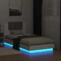Cadre de lit avec tête de lit et lumières LED blanc 90x190 cm