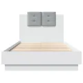 Cadre de lit avec tête de lit et lumières LED blanc 90x190 cm