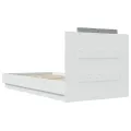 Cadre de lit avec tête de lit et lumières LED blanc 90x190 cm