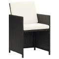 Chaises à manger de jardin avec coussins 4 pcs noir poly rotin