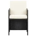 Chaises à manger de jardin avec coussins 4 pcs noir poly rotin