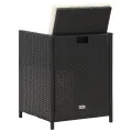 Chaises à manger de jardin avec coussins 4 pcs noir poly rotin