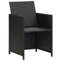 Chaises à manger de jardin avec coussins 4 pcs noir poly rotin