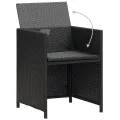 Chaises à manger de jardin avec coussins 4 pcs noir poly rotin