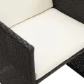 Chaises à manger de jardin avec coussins 4 pcs noir poly rotin
