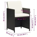 Chaises à manger de jardin avec coussins 4 pcs noir poly rotin