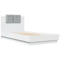 Cadre de lit avec tête de lit et lumières LED blanc 75x190 cm