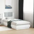Cadre de lit avec tête de lit et lumières LED blanc 75x190 cm