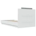 Cadre de lit avec tête de lit et lumières LED blanc 75x190 cm