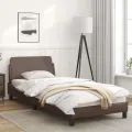Cadre de lit avec tête de lit Marron 90x200 cm Similicuir