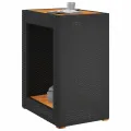 Table d'appoint de jardin dessus en bois noir 60x40x75 cm