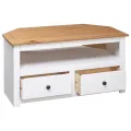 Meuble TV d'angle Blanc 93x49x49 cm Pin Assortiment Panama
