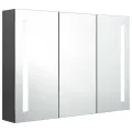 Armoire de salle de bain à miroir LED 89x14x62 cm Gris