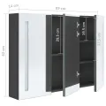 Armoire de salle de bain à miroir LED 89x14x62 cm Gris