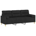 Canapé 3 places avec oreillers décoratifs noir 180 cm tissu