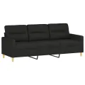 Canapé 3 places avec oreillers décoratifs noir 180 cm tissu
