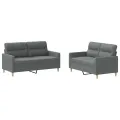 Ensemble de canapés 2 pcs avec coussins Gris foncé Tissu