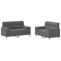Ensemble de canapés 2 pcs coussins gris foncé tissu