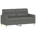 Ensemble de canapés 2 pcs coussins gris foncé tissu