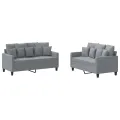 Ensemble de canapés 2 pcs avec coussins Gris clair Tissu