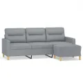 Canapé à 3 places avec repose-pieds Gris clair 180 cm Tissu