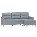 Canapé à 3 places avec repose-pieds Gris clair 180 cm Tissu