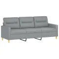 Canapé à 3 places avec repose-pieds Gris clair 180 cm Tissu