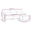 Canapé à 3 places avec repose-pieds Gris clair 180 cm Tissu