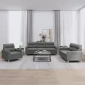 Ensemble de canapés 3 pcs avec coussins Gris foncé Tissu