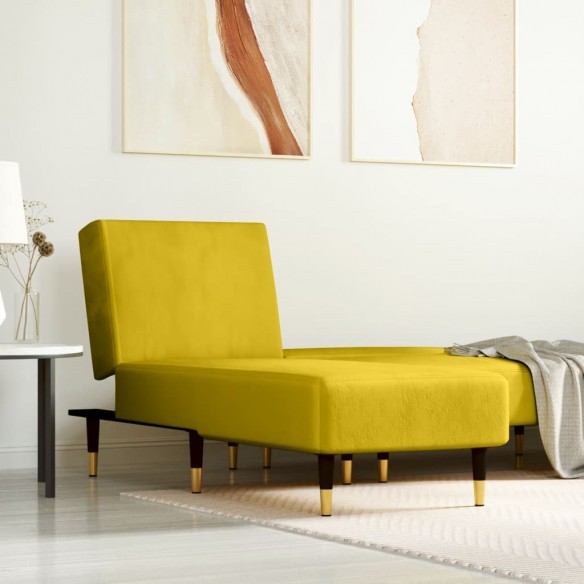 Chaise longue jaune velours