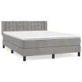 cadre de lit et matelas Gris clair 140x190cm Velours