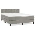 cadre de lit et matelas Gris clair 140x190cm Velours