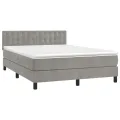 cadre de lit et matelas Gris clair 140x190cm Velours