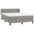 cadre de lit et matelas Gris clair 140x190cm Velours
