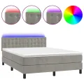 cadre de lit avec matelas LED Gris clair 140x190 cm