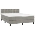 cadre de lit avec matelas LED Gris clair 140x190 cm