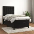 cadre de lit avec matelas Noir 90x200 cm Velours