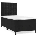 cadre de lit avec matelas Noir 90x200 cm Velours