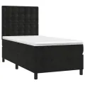 cadre de lit avec matelas Noir 90x200 cm Velours