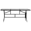 Table de jardin noir 170x80x74 cm résine tressée