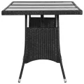 Table de jardin noir 170x80x74 cm résine tressée