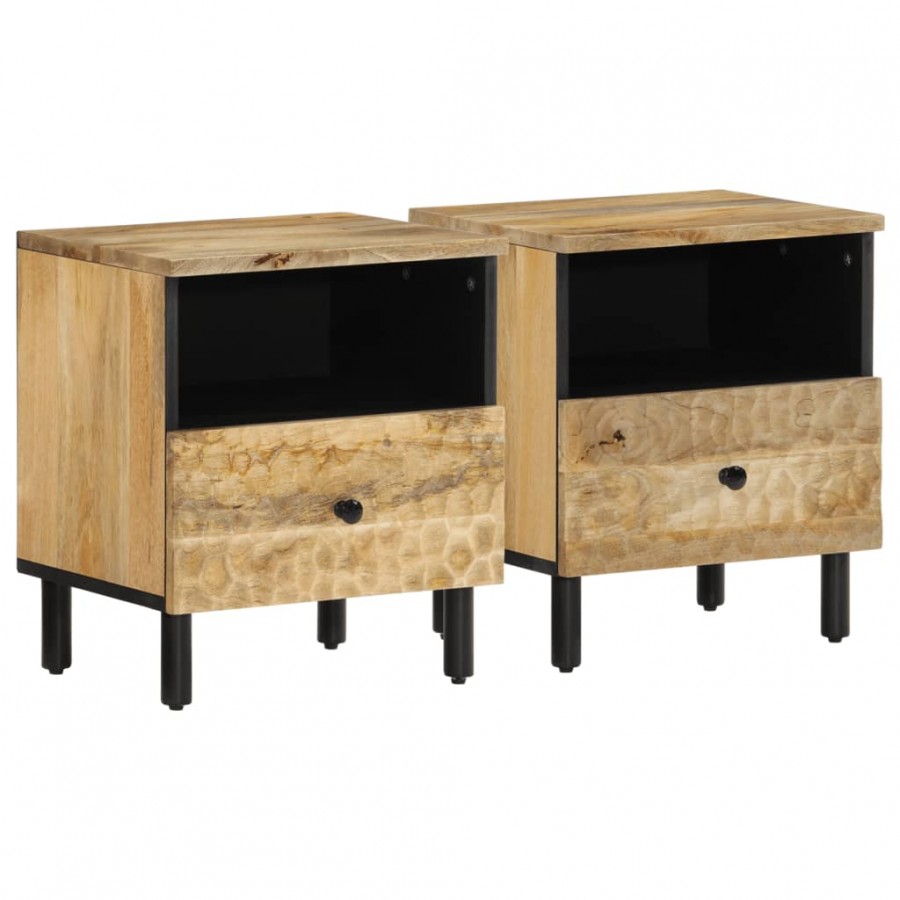 Tables de chevet 2 pcs 40x33x46 cm Bois de manguier solide