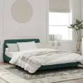 Cadre de lit avec tête de lit Vert foncé 140x200 cm Velours