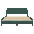Cadre de lit avec tête de lit Vert foncé 140x200 cm Velours