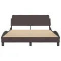 Cadre de lit avec tête de lit Marron foncé 140x200 cm Tissu